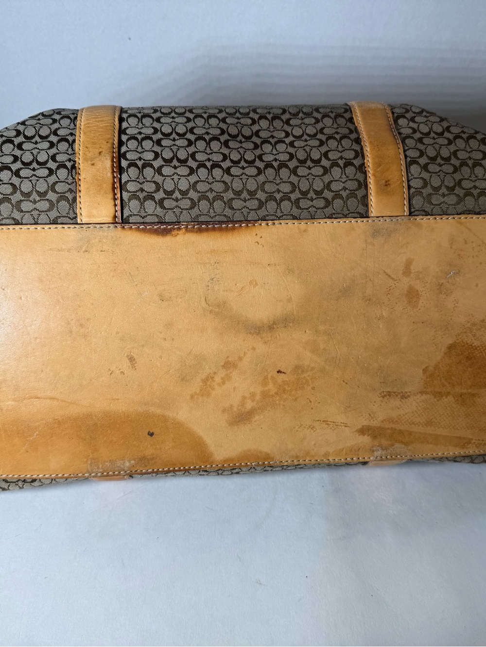 Coach F77012 Vintage XL Signature C Canvas & Vachetta Leather Tote Weekender - Picture 3 of 8